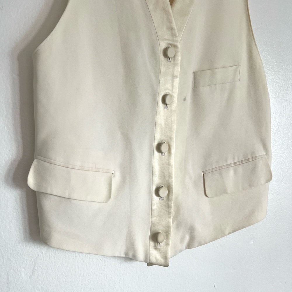 Emporium Armani Cream Silk Button-Up Vest . Size S/M - Picture 4 of 8